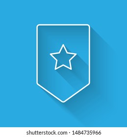 White line Chevron icon isolated with long shadow. Military badge sign.  Vector Illustration