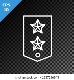 White line Chevron icon isolated on transparent dark background. Military badge sign.  Vector Illustration