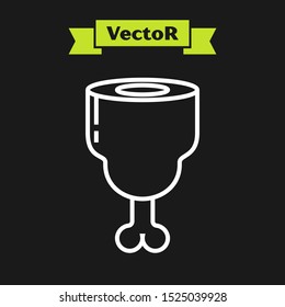 White line Chicken leg icon isolated on black background. Chicken drumstick. Vector Illustration White line Chicken leg icon isolated on black background. Chicken drumstick. Vector Illustration