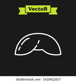White line Chinese fortune cookie icon isolated on black background. Asian traditional.  Vector Illustration