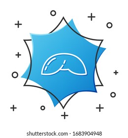 White line Chinese fortune cookie icon isolated on white background. Asian traditional. Blue hexagon button. Vector Illustration