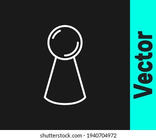 White line Chip for board game icon isolated on black background.  Vector