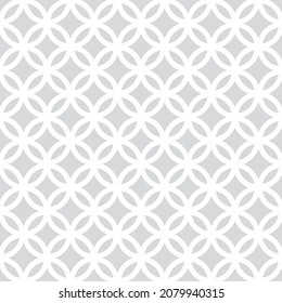 White line circles seamless pattern on the gray background. Vector illustration. Wrapping paper.