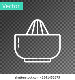 White line Citrus fruit juicer icon isolated on transparent background.  Vector