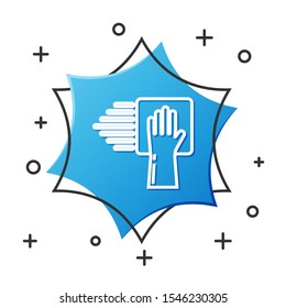White line Cleaning service icon isolated on white background. Blue hexagon button. Vector Illustration