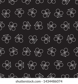 white line clovers icons seamless pattern on black background. flat playing card concept design. eps 10