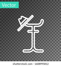 White line Coat stand icon isolated on transparent background.  Vector Illustration