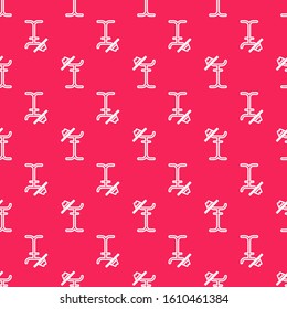 White line Coat stand icon isolated seamless pattern on red background.  Vector Illustration