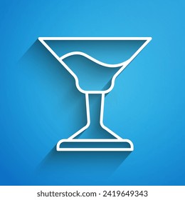 White line Cocktail icon isolated on blue background. Long shadow. Vector