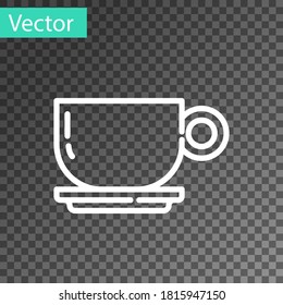 White line Coffee cup icon isolated on transparent background. Tea cup. Hot drink coffee. Vector.