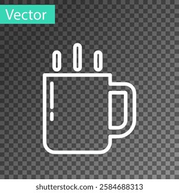 White line Coffee cup icon isolated on transparent background. Tea cup. Hot drink coffee.  Vector