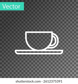 White line Coffee cup icon isolated on transparent background. Tea cup. Hot drink coffee.  Vector Illustration