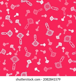 White line Coffee filter holder icon isolated seamless pattern on red background.  Vector