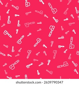 White line Coffee filter holder icon isolated seamless pattern on red background.  Vector