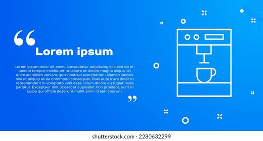 White line Coffee machine icon isolated on blue background.  Vector Illustration