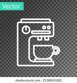 White line Coffee machine icon isolated on transparent background.  Vector