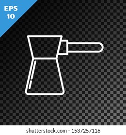 White line Coffee turk icon isolated on transparent dark background.  Vector Illustration