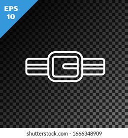 White line Collar with name tag icon isolated on transparent dark background. Simple supplies for domestic animal. Cat and dog care. Pet chains.  Vector Illustration
