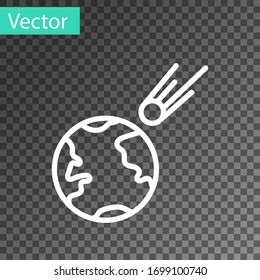 White line Comet falling down fast icon isolated on transparent background. Vector Illustration