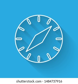 White line Compass icon isolated with long shadow. Windrose navigation symbol. Wind rose sign.  Vector Illustration