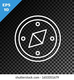 White line Compass icon isolated on transparent dark background. Windrose navigation symbol. Wind rose sign.  Vector Illustration