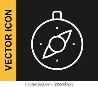 White line Compass icon isolated on black background. Windrose navigation symbol. Wind rose sign.  Vector