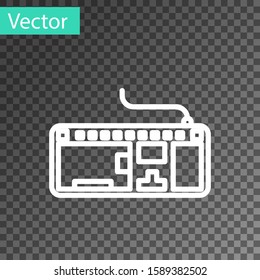 White line Computer keyboard icon isolated on transparent background. PC component sign.  Vector Illustration