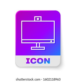 White line Computer monitor icon isolated on white background. PC component sign. Rectangle color button. Vector Illustration