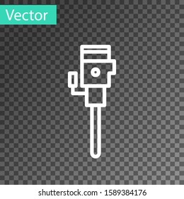 White line Construction jackhammer icon isolated on transparent background.  Vector Illustration