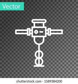 White line Construction jackhammer icon isolated on transparent background.  Vector Illustration