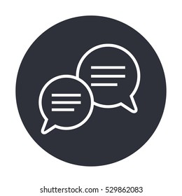 White line conversation icon with two speech bubbles