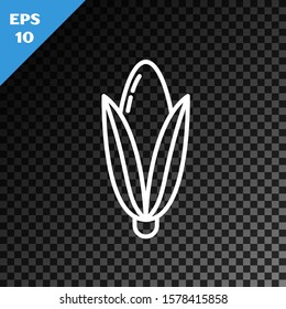 White line Corn icon isolated on transparent dark background.  Vector Illustration