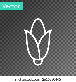 White line Corn icon isolated on transparent background.  Vector