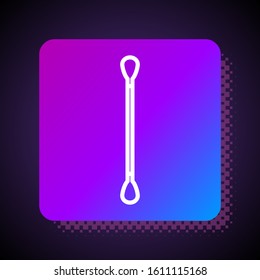 White line Cotton swab for ears icon isolated on black background. Square color button. Vector Illustration