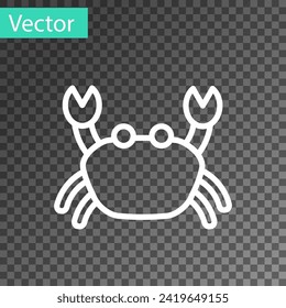 White line Crab icon isolated on transparent background.  Vector