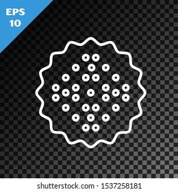 White line Cracker biscuit icon isolated on transparent dark background. Sweet cookie.  Vector Illustration