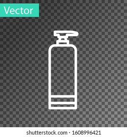 White line Cream or lotion cosmetic tube icon isolated on transparent background. Body care products for men.  Vector Illustration