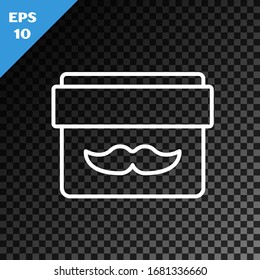 White line Cream or lotion cosmetic jar icon isolated on transparent dark background. Body care products for men.  Vector Illustration