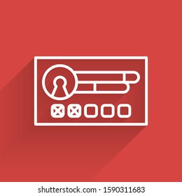 White line Create account screen icon isolated with long shadow.  Vector Illustration
