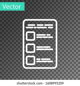 White line Create account screen on mobile phone icon isolated on transparent background.  Vector Illustration
