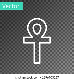 White line Cross ankh icon isolated on transparent background. Vector Illustration
