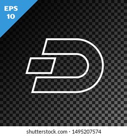 White line Cryptocurrency coin Dash icon isolated on transparent dark background. Digital currency. Altcoin symbol. Blockchain based secure crypto currency.  Vector Illustration