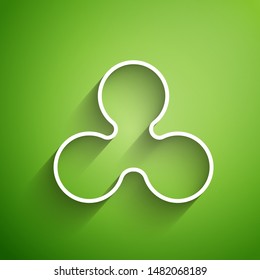 White line Cryptocurrency coin Ripple XRP icon isolated on green background. Altcoin symbol. Blockchain based secure crypto currency.  Vector Illustration