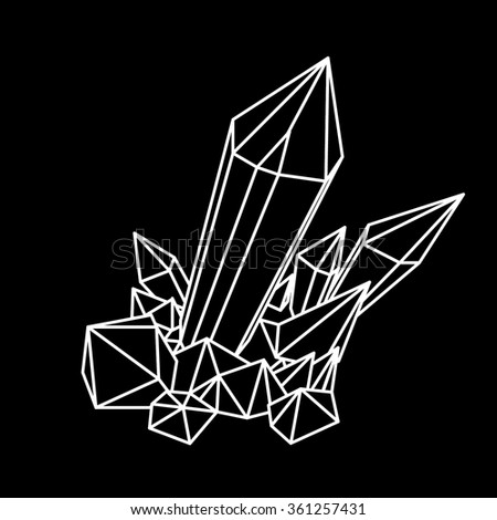 White line crystal on black 