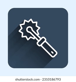 White line Cutter roll for honey icon isolated with long shadow background. Tool of the beekeeper. Blue square button. Vector