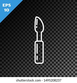 White line Cutter tool icon isolated on transparent dark background. Sewing knife with blade.  Vector Illustration
