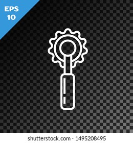 White line Cutter tool icon isolated on transparent dark background. Sewing knife with blade.  Vector Illustration