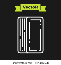 White line Deck of playing cards icon isolated on black background. Casino gambling.  Vector Illustration