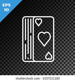 White line Deck of playing cards icon isolated on transparent dark background. Casino gambling.  Vector Illustration