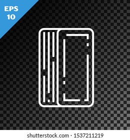 White line Deck of playing cards icon isolated on transparent dark background. Casino gambling.  Vector Illustration